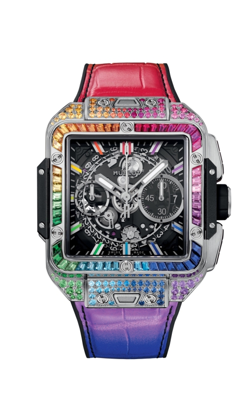 HUBLOT 821.NX.0117.LR.0999 SQUARE BANG UNICO TITANIUM RAINBOW 42 MM
