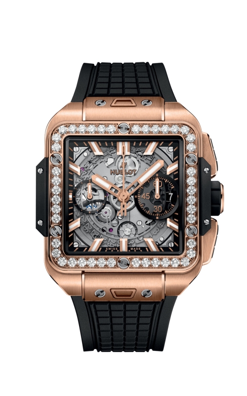 HUBLOT 821.OX.0180.RX.1204 SQUARE BANG UNICO KING GOLD DIAMONDS 42 MM