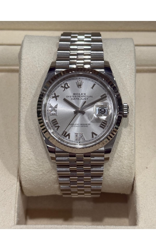 Rolex Datejust Silver Diamond Oyster Steel 36mm